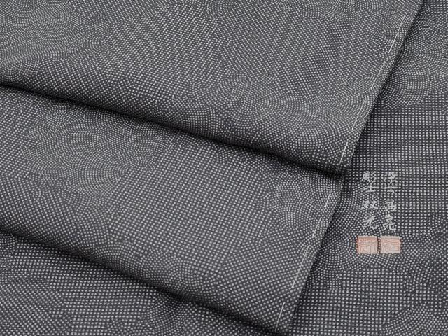 平和屋着物●極上　彫士：双光　染士：昌亮　江戸小紋　雪輪寄せ小紋柄　消炭色地　逸品　未使用　CYAA2893s5