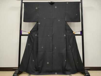 平和屋着物●極上 お召 吉祥丸文 黒地 逸品 未使用 CYAA2905s5