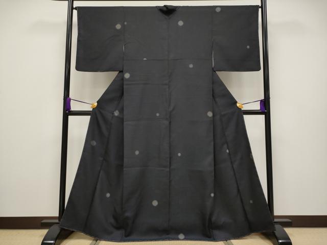 平和屋着物●極上 お召 吉祥丸文 黒地 逸品 未使用 CYAA2905s5