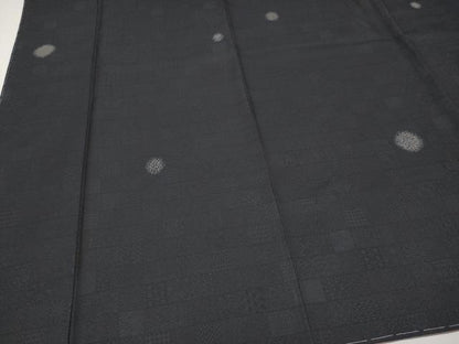 平和屋着物●極上 お召 吉祥丸文 黒地 逸品 未使用 CYAA2905s5