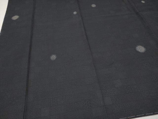 平和屋着物●極上 お召 吉祥丸文 黒地 逸品 未使用 CYAA2905s5