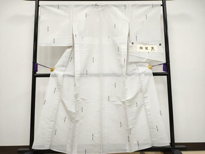平和屋着物＊極上 夏物 小紋 絽芭蕉 縦絽 トンボ 素色 証紙付き 逸品 未使用 CYAA2907s5