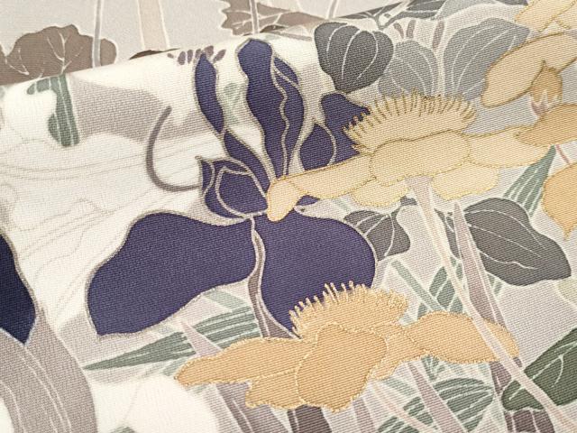 平和屋本店■極上　中井恭三　訪問着　京友禅　刺繍　枝花文　たとう紙付き　金彩　枯野色地　逸品　CYAA2914s5