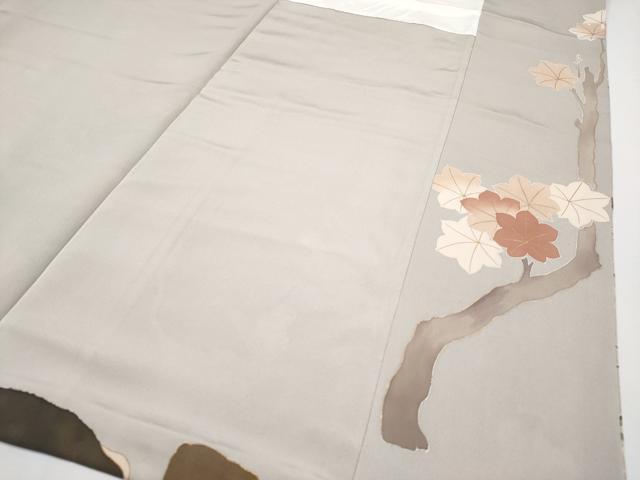 平和屋本店■極上　中井恭三　訪問着　京友禅　刺繍　枝花文　たとう紙付き　金彩　枯野色地　逸品　CYAA2914s5