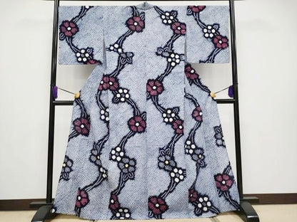平和屋着物∴極上 夏物 浴衣 有松鳴海絞り 枝花文 綿 逸品 CYAA2915s5