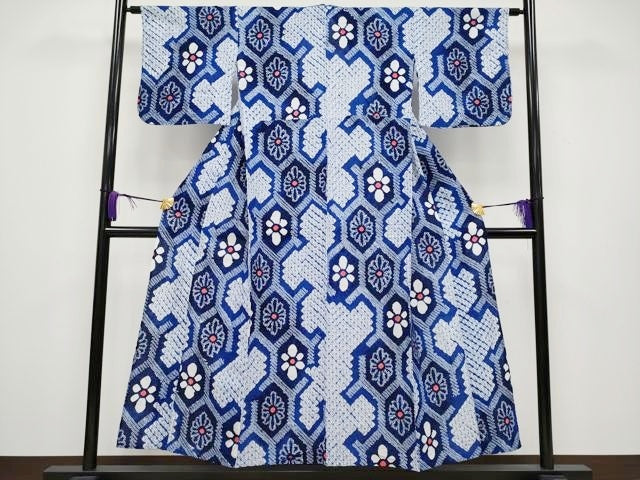 平和屋着物∴極上 夏物 浴衣 有松鳴海絞り 亀甲花文 綿 逸品 CYAA2916s5