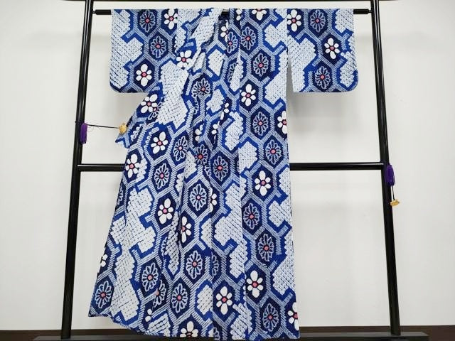 平和屋着物∴極上 夏物 浴衣 有松鳴海絞り 亀甲花文 綿 逸品 CYAA2916s5