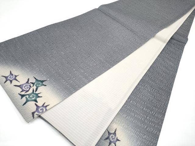 平和屋着物＊極上 夏物 太鼓柄袋帯 貝殻 金彩 源氏鼠色地 逸品 CYAA2922s5