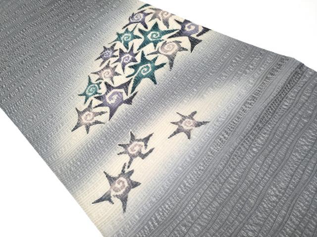 平和屋着物＊極上 夏物 太鼓柄袋帯 貝殻 金彩 源氏鼠色地 逸品 CYAA2922s5