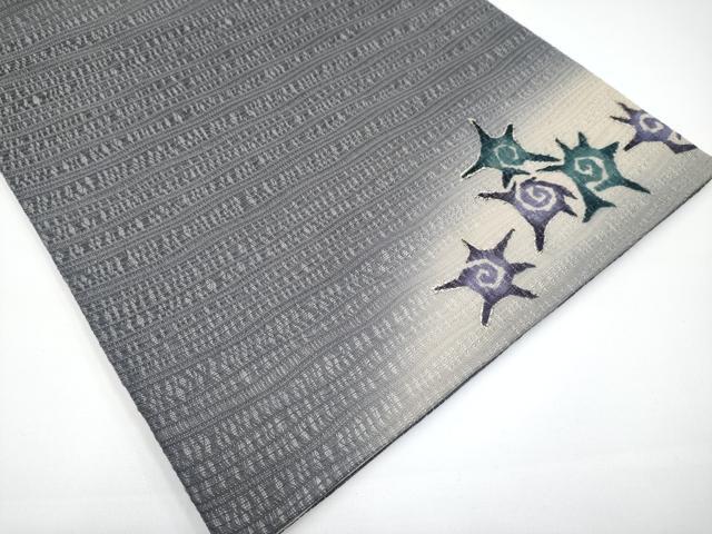 平和屋着物＊極上 夏物 太鼓柄袋帯 貝殻 金彩 源氏鼠色地 逸品 CYAA2922s5