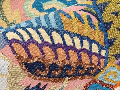平和屋本店■極上　手織綴れ　山鹿清華　中国三大刺繍　相良刺繍　太鼓柄袋帯　モール　瑞雲鳳凰文　金糸　真赭色　逸品　CYAA2942s5