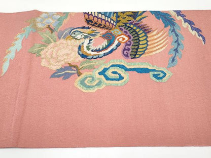 平和屋本店■極上　手織綴れ　山鹿清華　中国三大刺繍　相良刺繍　太鼓柄袋帯　モール　瑞雲鳳凰文　金糸　真赭色　逸品　CYAA2942s5