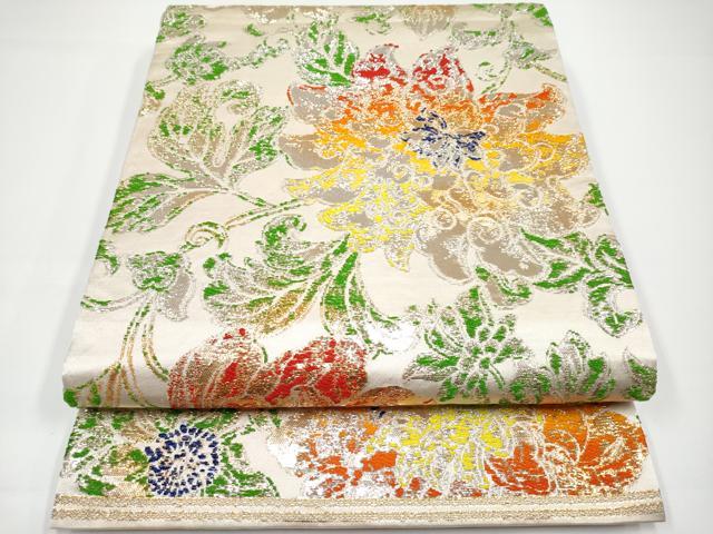 平和屋本店■最高級　龍村平蔵製　丸帯　唐織　大牡丹印金錦　金銀糸　逸品　CYAA2960s5