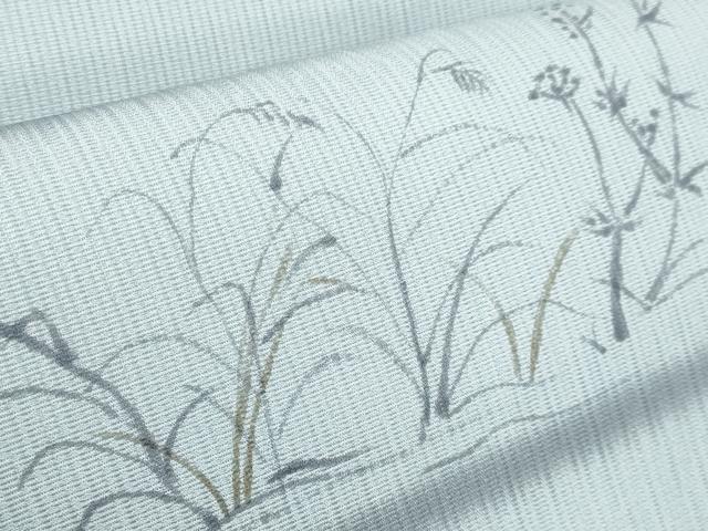 平和屋着物■極上　夏物　九寸名古屋帯　手描き　鳥獣戯画　水色地　逸品　CYAA2973s5