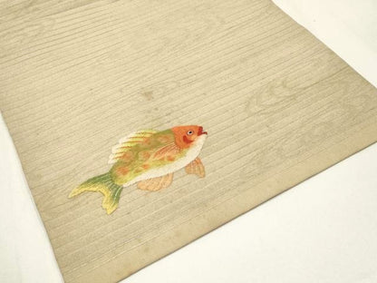 平和屋本店＊極上 夏物 アンティーク 大正ロマン 九寸名古屋帯 総刺繍 魚 金銀糸 逸品 CYAA2977s5