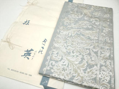 平和屋着物●極上 西陣 川島織物 洗える最高級着物 ＜英＞はなぶさ謹製 六通柄本袋帯 更紗唐草文 銀糸 たとう紙付き 逸品 CYAA2980s5