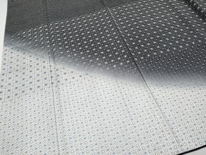 平和屋本店■極上　訪問着　本場染大島紬　総刺繍　刺し子　吉祥文　暈し染め　黒地　逸品　未使用　CYAA3007s5