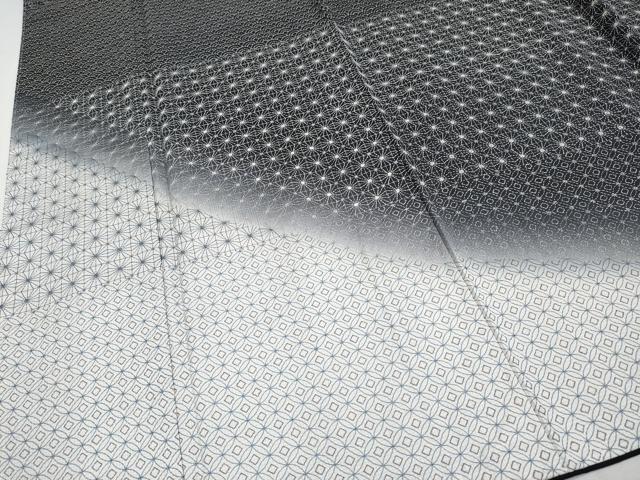 平和屋本店■極上　訪問着　本場染大島紬　総刺繍　刺し子　吉祥文　暈し染め　黒地　逸品　未使用　CYAA3007s5