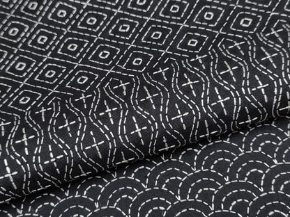 平和屋本店■極上　訪問着　本場染大島紬　総刺繍　刺し子　吉祥文　暈し染め　黒地　逸品　未使用　CYAA3007s5