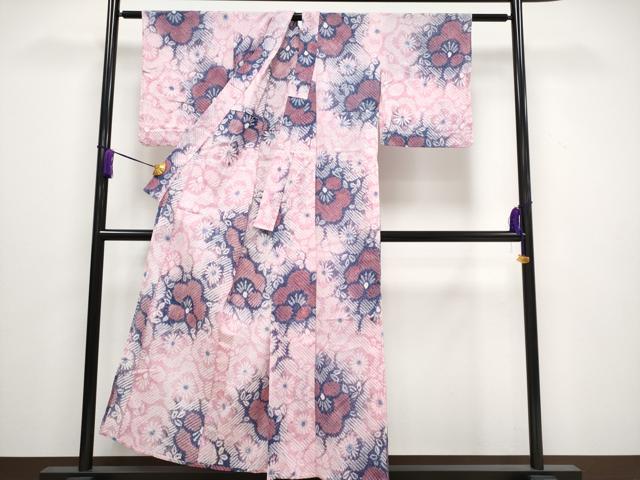 平和屋着物■極上　夏物　浴衣　有松鳴海絞り　梅尽くし　綿　鴇色地　逸品　未使用　CYAA3010s5
