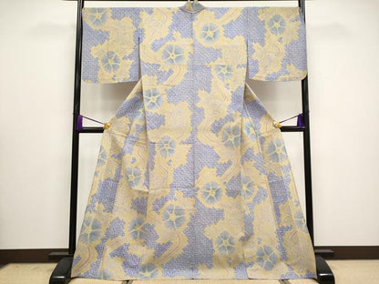 平和屋着物∴極上 夏物 浴衣 有松鳴海絞り 流水舞花文 玉蜀黍色地 綿 逸品 未使用 CYAA3011s5