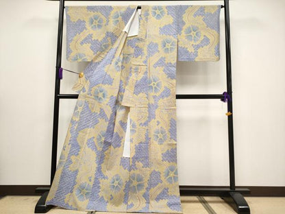 平和屋着物∴極上 夏物 浴衣 有松鳴海絞り 流水舞花文 玉蜀黍色地 綿 逸品 未使用 CYAA3011s5