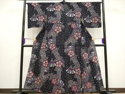 平和屋着物∴極上 夏物 浴衣 有松鳴海絞り 桧扇花文 濃紺地 綿 逸品 CYAA3012s5