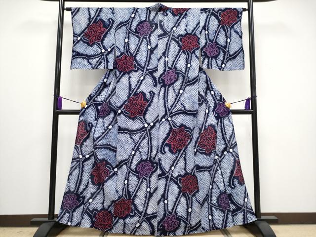 平和屋着物∴極上 夏物 浴衣 有松鳴海絞り 枝花文 綿 逸品 CYAA3019s5
