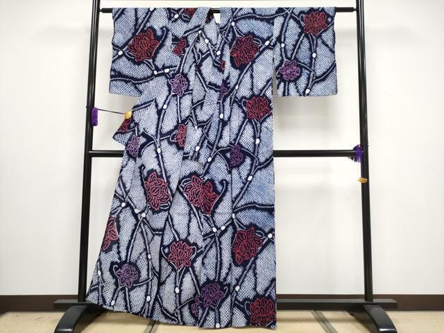平和屋着物∴極上 夏物 浴衣 有松鳴海絞り 枝花文 綿 逸品 CYAA3019s5