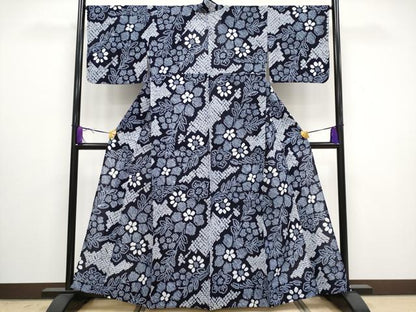 平和屋着物∴極上 夏物 浴衣 有松鳴海絞り 枝花文 綿 逸品 CYAA3021s5