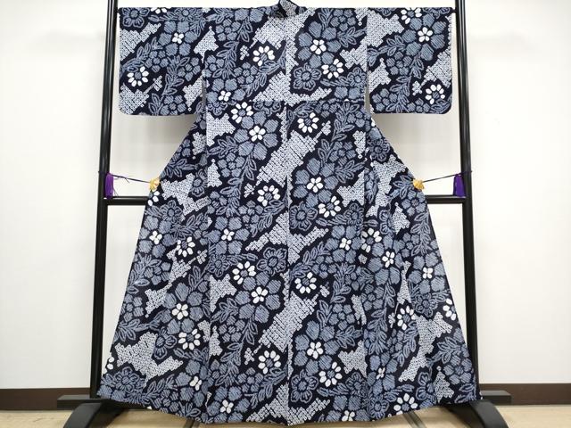 平和屋着物∴極上 夏物 浴衣 有松鳴海絞り 枝花文 綿 逸品 CYAA3021s5