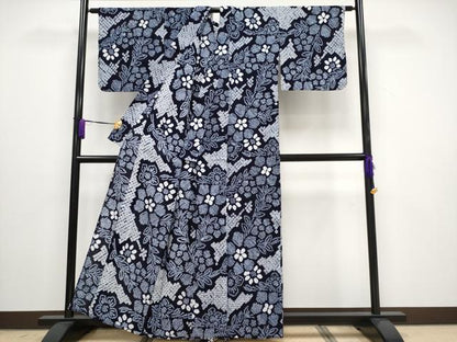 平和屋着物∴極上 夏物 浴衣 有松鳴海絞り 枝花文 綿 逸品 CYAA3021s5