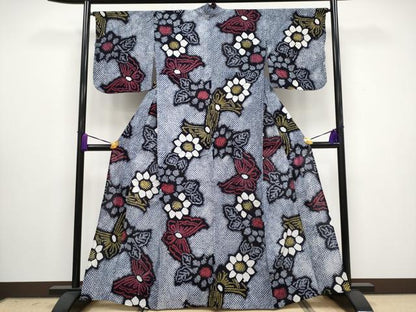 平和屋着物∴極上 夏物 浴衣 有松鳴海絞り 花蝶文 綿 逸品 未使用 CYAA3022s5