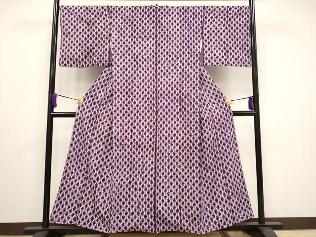 平和屋本店●極上　岩手の匠　草紫堂　南部絞り　紫根染　立涌文様　綿　逸品　未使用　CYAA5096s6