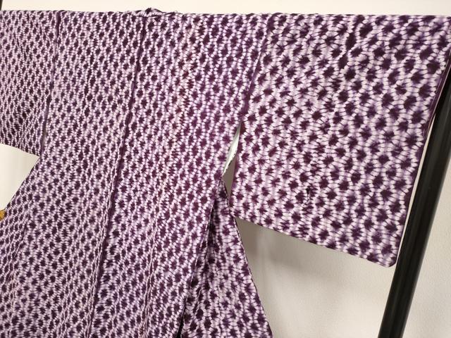 平和屋本店●極上　岩手の匠　草紫堂　南部絞り　紫根染　立涌文様　綿　逸品　未使用　CYAA5096s6