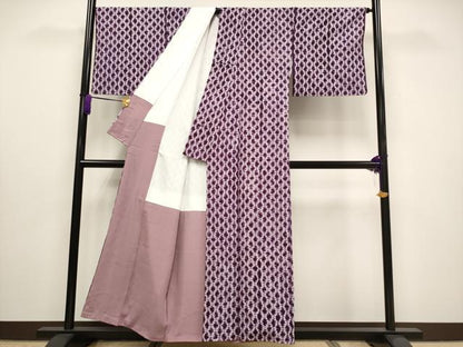 平和屋本店●極上　岩手の匠　草紫堂　南部絞り　紫根染　立涌文様　綿　逸品　未使用　CYAA5096s6