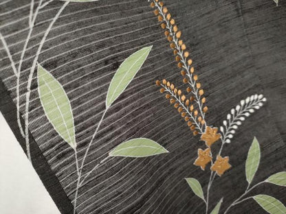 平和屋着物＊極上 夏物 訪問着 絽紬 刺繍 枝花文 檳榔子染色地 逸品 CYAA3039s5