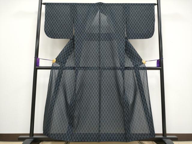 平和屋本店＊極上 夏物 東郷織物謹製 本場大島紬 夏大島 160亀甲 市松文様 逸品 CYAA3044s5