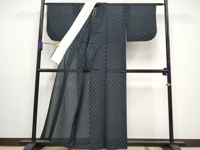 平和屋本店＊極上 夏物 東郷織物謹製 本場大島紬 夏大島 160亀甲 市松文様 逸品 CYAA3044s5