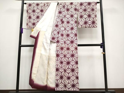 平和屋本店■極上　紫根染　小紋　麻の葉文様　逸品　CYAA3047s5