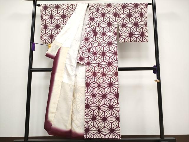 平和屋本店■極上　紫根染　小紋　麻の葉文様　逸品　CYAA3047s5