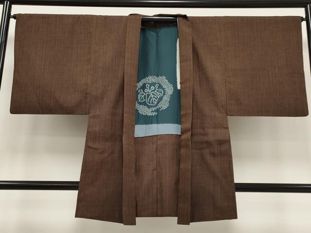 平和屋着物●極上 男性 本場結城紬 重要無形文化財 アンサンブル 縞 証紙付き 逸品 CYAA3049s5
