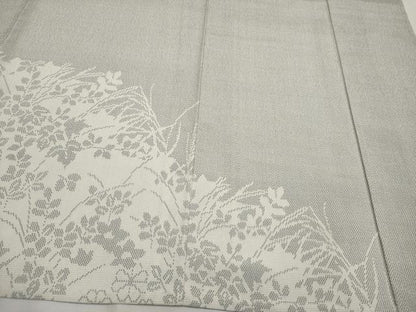 平和屋着物▽極上 本塩沢 訪問着 単衣 雲取り秋草文 蚊絣 逸品 未使用 CYAA3059s5