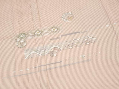 平和屋着物■極上　夏物　洗える最高級着物　＜英＞はなぶさ謹製　訪問着　絽　横段吉祥文　金彩　赤香色地　逸品　未使用　CYAA3064s5