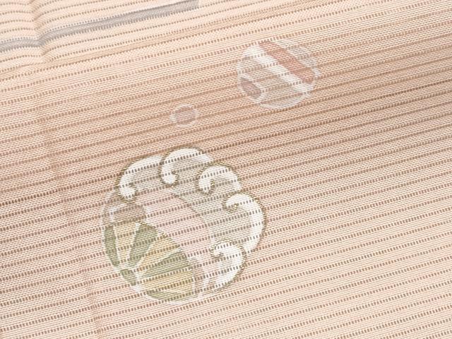 平和屋着物■極上　夏物　洗える最高級着物　＜英＞はなぶさ謹製　訪問着　絽　横段吉祥文　金彩　赤香色地　逸品　未使用　CYAA3064s5