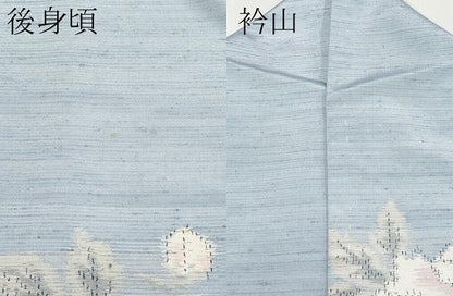 平和屋着物■極上　紬　単衣　舞花文　水色地　逸品　CYAA3066s5
