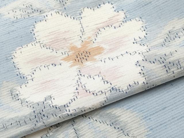 平和屋着物■極上　紬　単衣　舞花文　水色地　逸品　CYAA3066s5