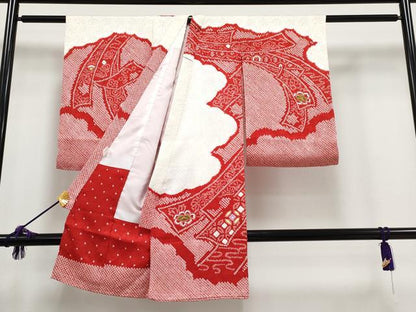 平和屋着物■極上　七五三　女の子　3歳　祝着　駒刺繍　絞り　束ね熨斗花文　逸品　CYAA3070s5