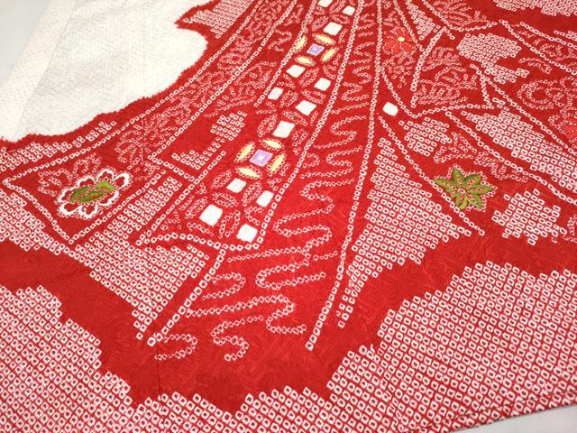 平和屋着物■極上　七五三　女の子　3歳　祝着　駒刺繍　絞り　束ね熨斗花文　逸品　CYAA3070s5
