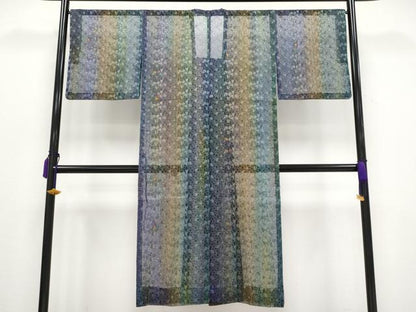 平和屋着物▽極上 オーガンジー スリーシーズン 春夏秋 塵除け 道行コート ロング丈 花間道 逸品 CYAA3071s5